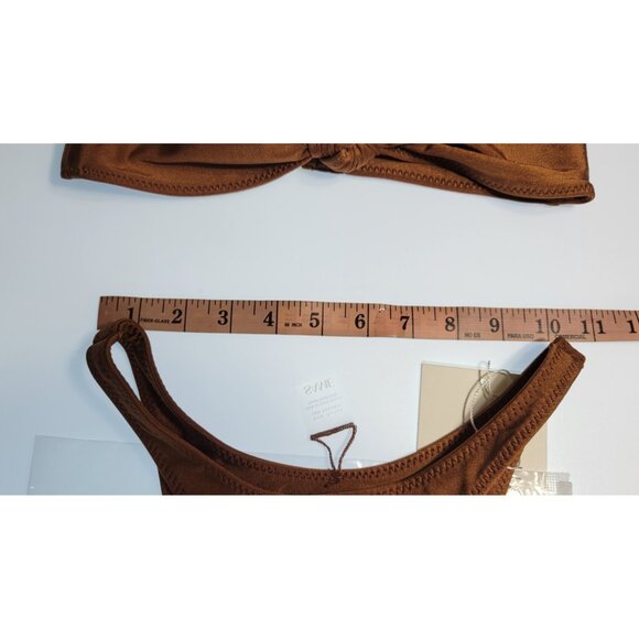SAME Los Angeles Swim Bikini Set 2Pc Strapless Top High Weist Bottom Brown SZ XS - Picture 3 of 8